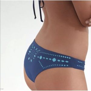 L*Space By Monica Wise 🌴 Blue Reversible Lexi Laser Cut Bikini Bottoms Medium